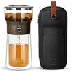 Modern Glass Tea Infuser Teapot,Smart One Touch Tea Maker for Loose Tea Diffusers with Insulated Mug and Portable Tea Kits