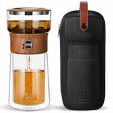 Modern Glass Tea Infuser Teapot,Smart One Touch Tea Maker for Loose Tea Diffusers with Insulated Mug and Portable Tea Kits