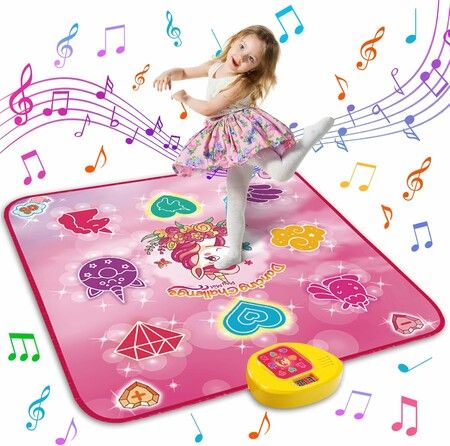 Unicorn Dance Mat Toys for 3 to 12 Year Old Girls, Dance Pad with LED Lights, Built in Music, 6 Game Modes, Electronic Dancing Mat
