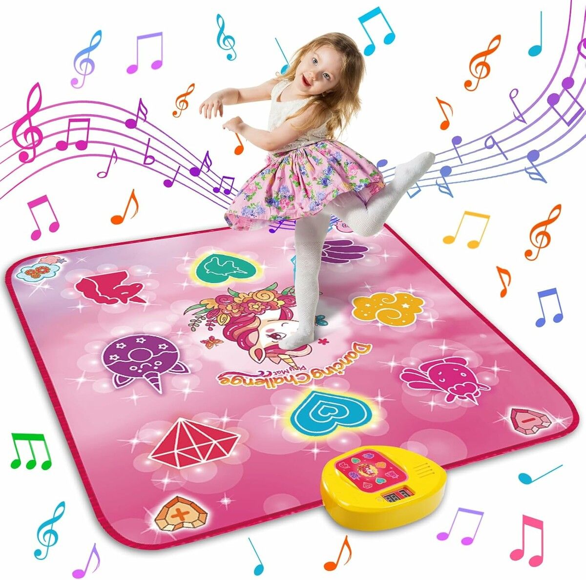 Unicorn Dance Mat Toys for 3 to 12 Year Old Girls, Dance Pad with LED Lights, Built in Music, 6 Game Modes, Electronic Dancing Mat