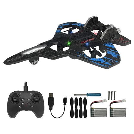 RC Airplane for Kids and Beginners, 2.4GHz Foam Drone Remote Control Airplane Outdoor Flying Toy, Blue