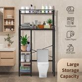 5 Tier Shelf Laundry Storage Rack Over Above Toilet Washing Machine Bathroom Towel Shelves Organiser Unit Freestanding Room Space Saver Paper Holder