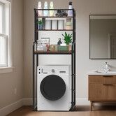 3 Tier Laundry Shelf Rack Storage Shelves Over the Toilet Washing Machine Washer Dryer Bathroom Organiser Towel Paper Holder Stand Unit Freestanding