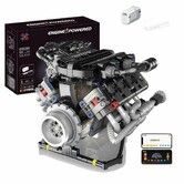 V8 Engine Building Kits That Runs with Motor 660Pcs Visible APP Controls Operation Model,8-Cylinder Transparent Design Car Engine Building Engineering Set