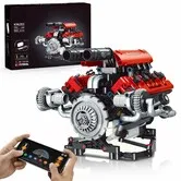 V8 Engine That Works, Visible Car Engine Model Kit with Motor and Lights,Car Engine Kit with App Control Kit, STEM Toys Gifts for Boys 14+ (660 PCS)