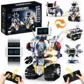 5 in 1 STEM Robot Building Kit, APP  Remote Control Screen Building Toys,Eye Coding Robots Rechargeable, 620Pcs DIY Super Warriors for Boys Learning