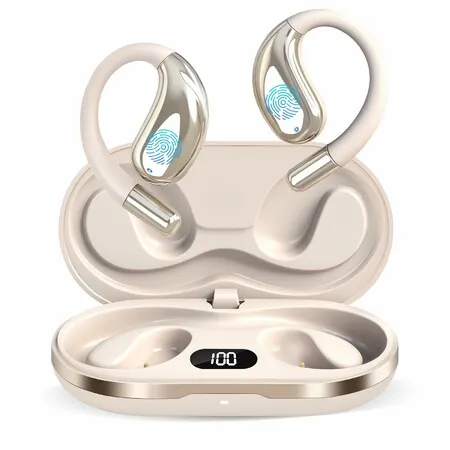 AI Translation Earbuds Real Time,3-in-1 Translator Earbuds 164 Languages & Accents,Open Ear Wireless Headphones with Charging Case fit iOS & Android,Khaki