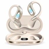 AI Translation Earbuds Real Time,3-in-1 Translator Earbuds 164 Languages & Accents,Open Ear Wireless Headphones with Charging Case fit iOS & Android,Khaki