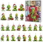 Grinch Advent Calendar Christmas Tree Ornament,24 Days of Christmas Advent Calendar Grinch Countdown Box Surprise Box Holiday Gifts