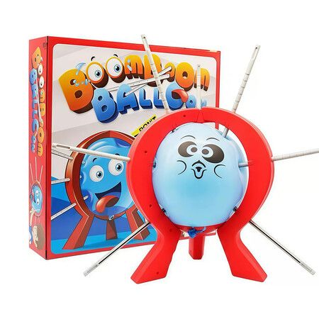 Balloon Blast Party Game Set, Family Fun Tabletop Game with 10 Balloons, 9 Sticks, Dice, Stand, Red Frame