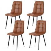 Artiss 4x Dining Chairs Retro PU Leather Kitchen Lounge Cafe Accent Chair Brown