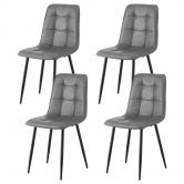 Artiss 4x Dining Chairs Retro PU Leather Kitchen Lounge Cafe Accent Chair Grey