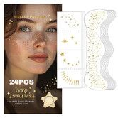 Glitter Freckles Face Tattoo - 24PCS Waterproof Gold Temporary Sparkle Patches for Women,Glow Up Makeup (Gold)