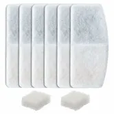 6 Pack Replacement Filters,2 Pack Replacement Filter Sponges Set for 2.6L Automatic Pet Fountain Cat Water Fountain Cat Water Dispenser