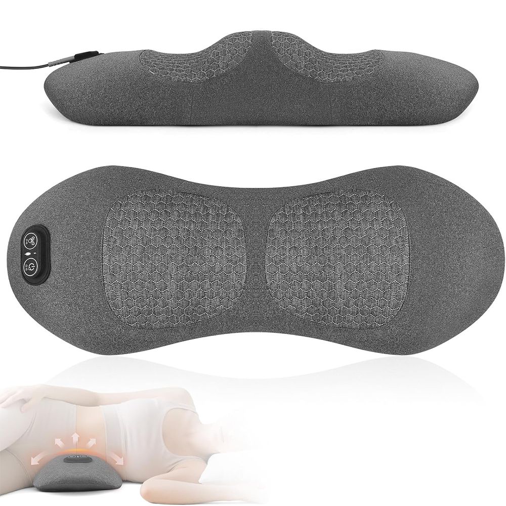 3 in 1 Electric Lumbar Support Pillow with Heat, Adjustable Smooth Spine Back Massager for Lower Back Pressure Relief for Bed and Chair