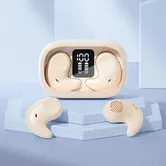 Sleep Earbuds Bluetooth in Ear Light-Weight Headphones, Mini Invisible Earplugs Small Design for Side Sleepers with Charging Case (Beige)