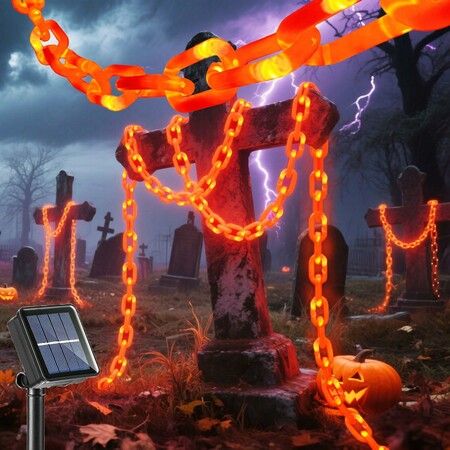 Solar Halloween Decorations Halloween Plastic Chain Lights,3m Props Chains with 8 Lighting Modes String Lights