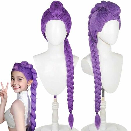 Anime Costume Cosplay Wig,Purple Braid Wigs for Women Men,Pop Singer Hair Halloween Cosplay Props