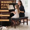 Wood Duet Piano Stool Bench Chair Keyboard Stage PU Leather Double Seat with Padded Cushion Space Storage Compartment Music Book Case Luxury Furniture