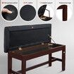Wood Duet Piano Stool Bench Chair Keyboard Stage PU Leather Double Seat with Padded Cushion Space Storage Compartment Music Book Case Luxury Furniture