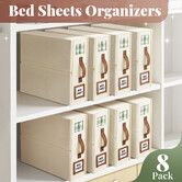Bed Sheet Organiser 8 Pcs Set Bedding Blanket Fabric Storage Bin Box Container Folding Clothes Duvet Cover Linen Closet Wardrobe Folder Handle Window