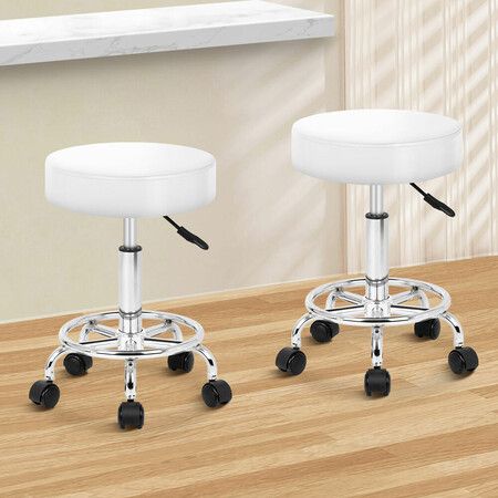 ALFORDSON 2x Salon Stool Round Swivel Barber Hair Dress Chair Gas Lift White