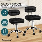 ALFORDSON 2x Salon Stool Backrest Swivel Barber Hair Dress Chair Tufan Black