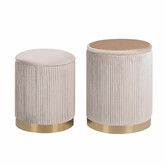 2X Side Table Storage Ottoman - Velvet MIRA CREAM