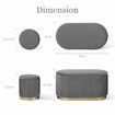 3 Piece Set Storage Ottoman - Velvet Bench Stool FAYE - GREY