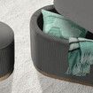 3 Piece Set Storage Ottoman - Velvet Bench Stool FAYE - GREY