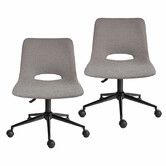 2 Set Office Desk Chair - Loop Yarn Fabric Home Swivel Chair Cut-Out Seat HALO GREY