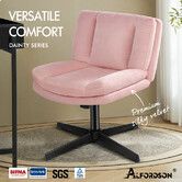 ALFORDSON Armless Office Desk Chair Mid Back Wide Seat Velvet Pink