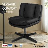 ALFORDSON Armless Office Desk Chair Mid Back Wide Seat Fabric Black