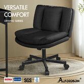 ALFORDSON Armless Office Desk Chair Mid Back Wide Seat w/ Wheels Fabric Black