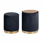 2X Side Table Storage Ottoman - Velvet MIRA BLACK