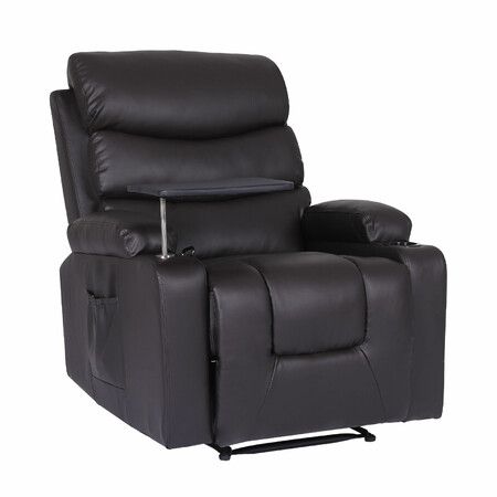 8-Point Electric Massage Recliner Chair - PU Leather Electric Lounge Sofa Armchair HARLOW BROWN