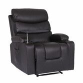 8-Point Electric Massage Recliner Chair - PU Leather Electric Lounge Sofa Armchair HARLOW BROWN