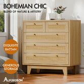 ALFORDSON 5 Chest of Drawers Rattan Storage Cabinet Dresser Tallboy Wood
