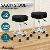 ALFORDSON 2x Salon Stool Round Swivel Barber Hair Dress Chair Gas Lift Black