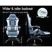 ALFORDSON Gaming Chair Office Massage 12 RGB LED Computer Seat Fabric White Blue