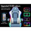 ALFORDSON Gaming Chair Office Massage 12 RGB LED Computer Seat Fabric White Blue