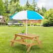 Kids Sand Water Table Chairs Set 3 in 1 Outdoor Picnic Camp Activity Sandpit Desk Bench Childrens Craft Furniture Wooden Sensory Play Centre Umbrella