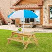 Kids Sand Water Table Chairs Set 3 in 1 Outdoor Picnic Camp Activity Sandpit Desk Bench Childrens Craft Furniture Wooden Sensory Play Centre Umbrella