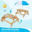 Kids Sand Water Table Chairs Set 3 in 1 Outdoor Picnic Camp Activity Sandpit Desk Bench Childrens Craft Furniture Wooden Sensory Play Centre Umbrella
