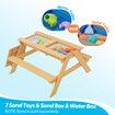Kids Sand Water Table Chairs Set 3 in 1 Outdoor Picnic Camp Activity Sandpit Desk Bench Childrens Craft Furniture Wooden Sensory Play Centre Umbrella