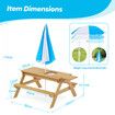 Kids Sand Water Table Chairs Set 3 in 1 Outdoor Picnic Camp Activity Sandpit Desk Bench Childrens Craft Furniture Wooden Sensory Play Centre Umbrella