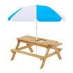 Kids Sand Water Table Chairs Set 3 in 1 Outdoor Picnic Camp Activity Sandpit Desk Bench Childrens Craft Furniture Wooden Sensory Play Centre Umbrella