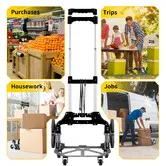 Foldable Dolly Hand Truck Shopping Cart Trolley Stair Climbing Portable Utility Grocery Luggage Transport Moving Office Camping Telescopic Handle