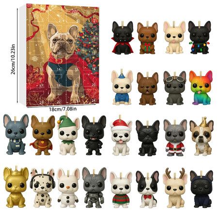 Advent Calendar 24 PCS Christmas Pet Dog Acrylic Pendant Decoration  Blind Box Ideal For Christmas Tree Decorations And Festive Countdowns