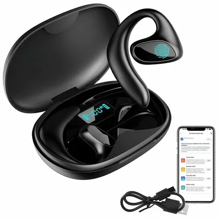 Two-Way Translator Device Smart Voice Translator Earbuds with Bluetooth,APP for 144 Languages Online Instant Voice Translation for Business Travel,Black